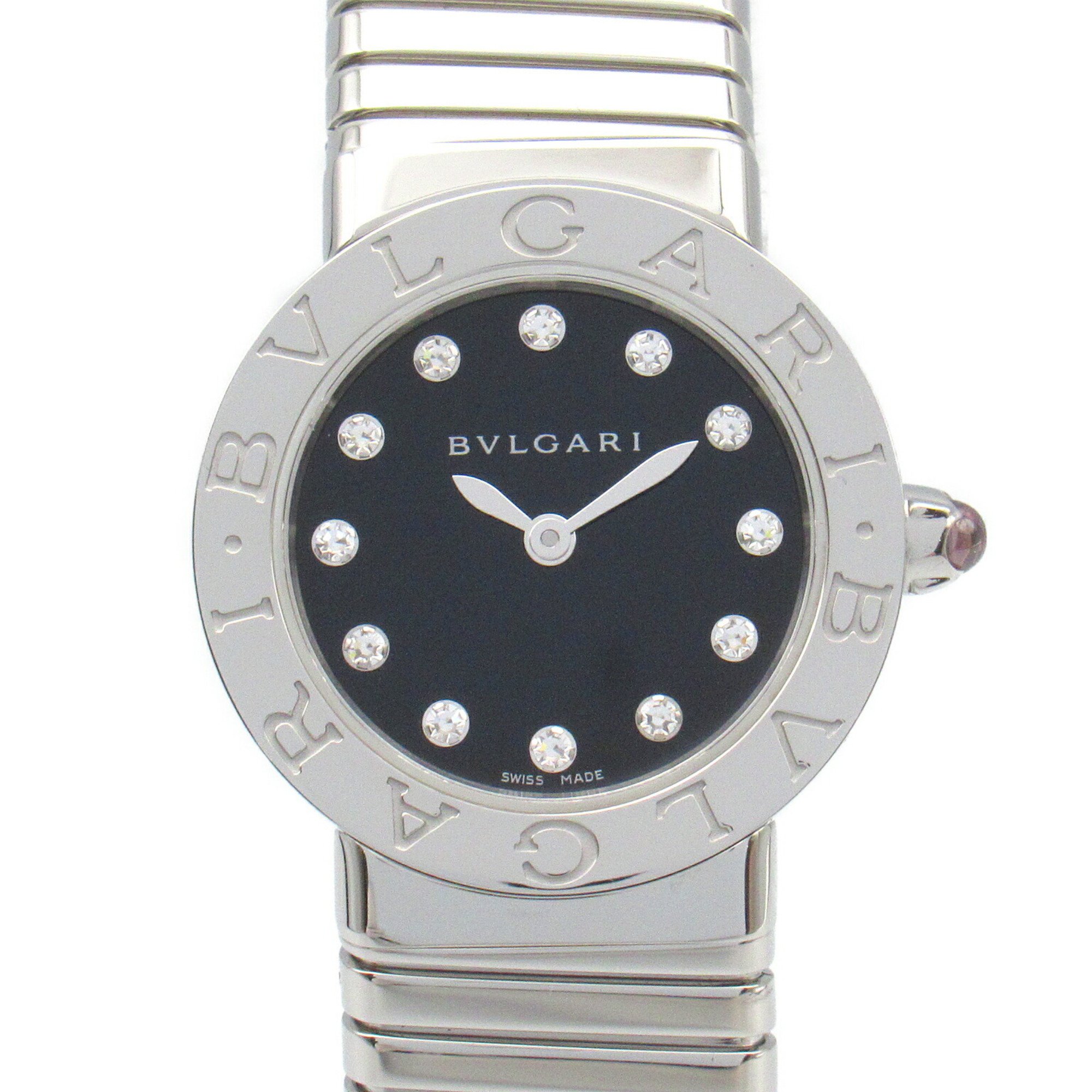 BVLGARI Bulgari Bvlgari Tubogas 12P Diamond Watch Stainless Steel Ladies Black BBL26 2TS