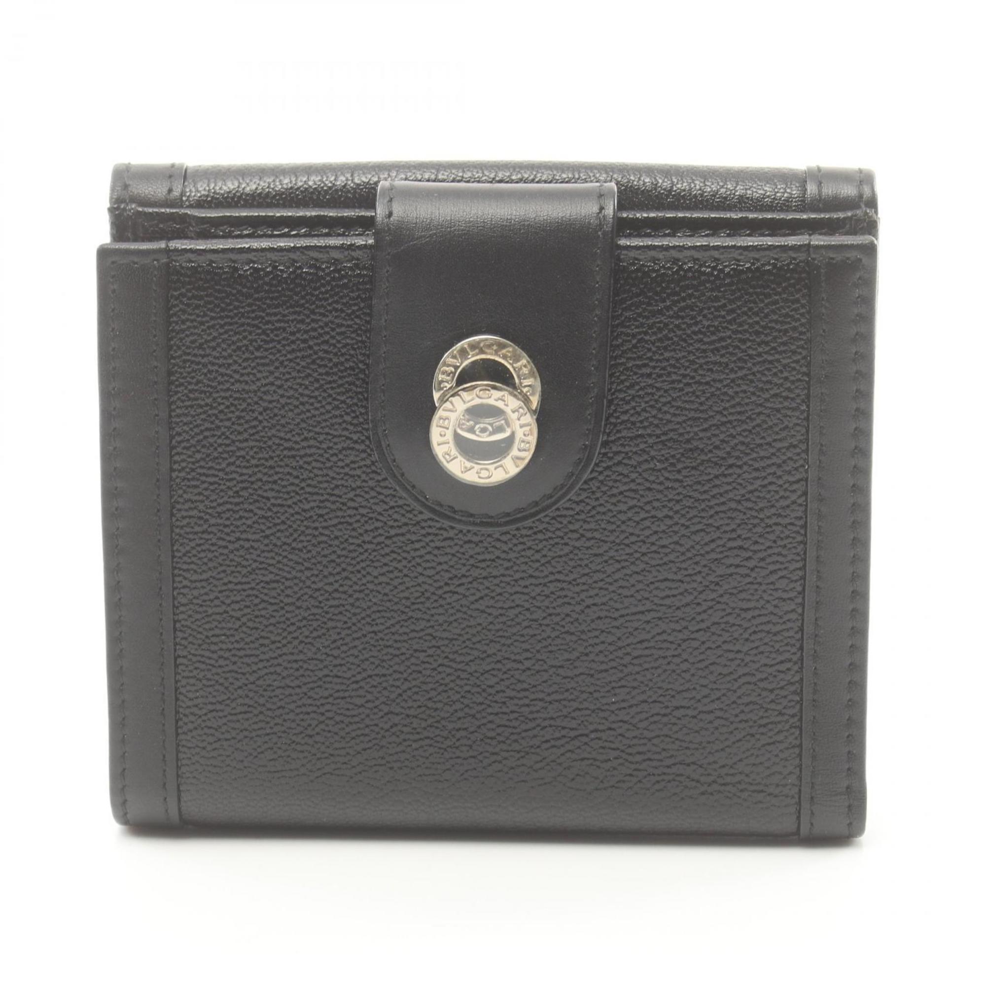 BVLGARI Doppiotondo Bi-fold Wallet Leather Men's Black 26203