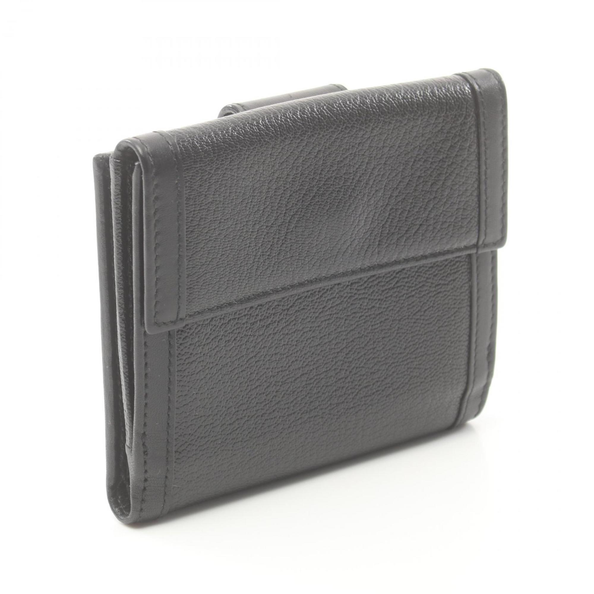 BVLGARI Doppiotondo Bi-fold Wallet Leather Men's Black 26203