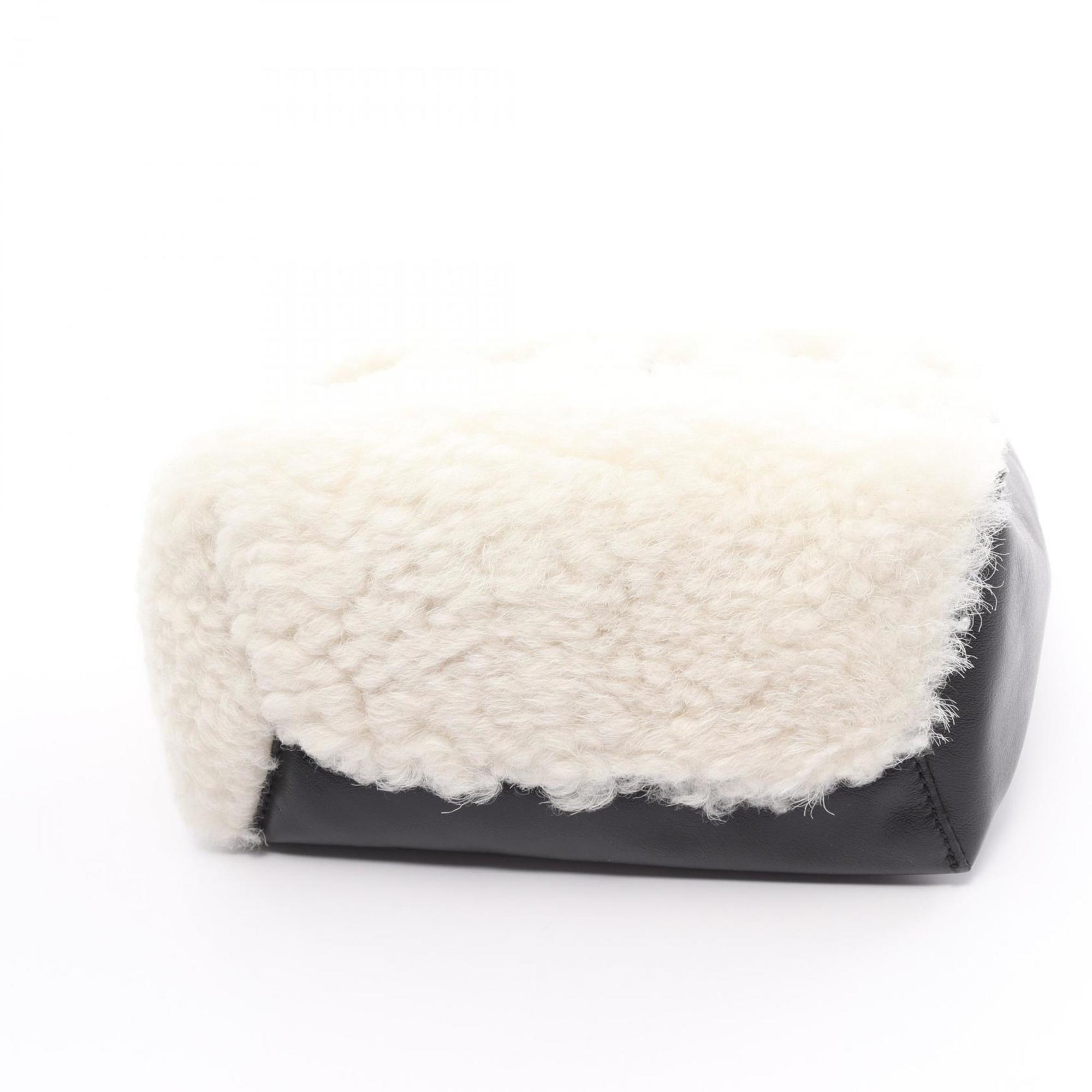 MARNI MUSEO SOFT Handbag Bag Leather Lamb Fur Women's White Black