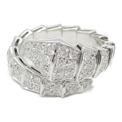 BVLGARI Serpenti Viper Full Pavé Diamond Ring, K18WG (White Gold), Women's, Clear