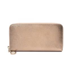 BVLGARI Round Long Wallet Leather Women's Gold