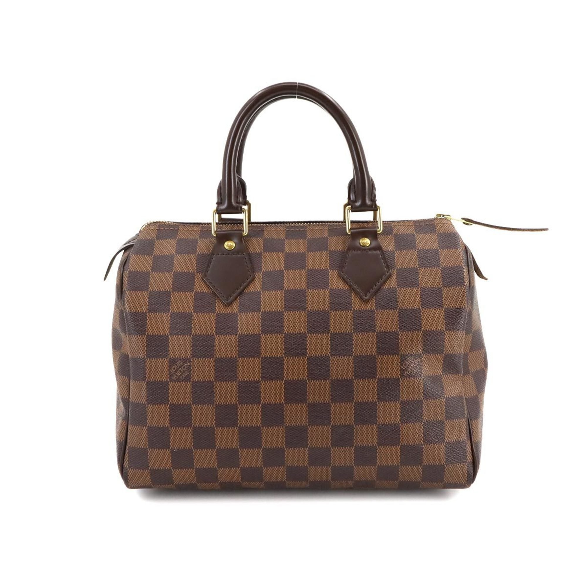 Louis Vuitton Damier Speedy 25 Handbag Ebene Brown N41532 Gold Hardware