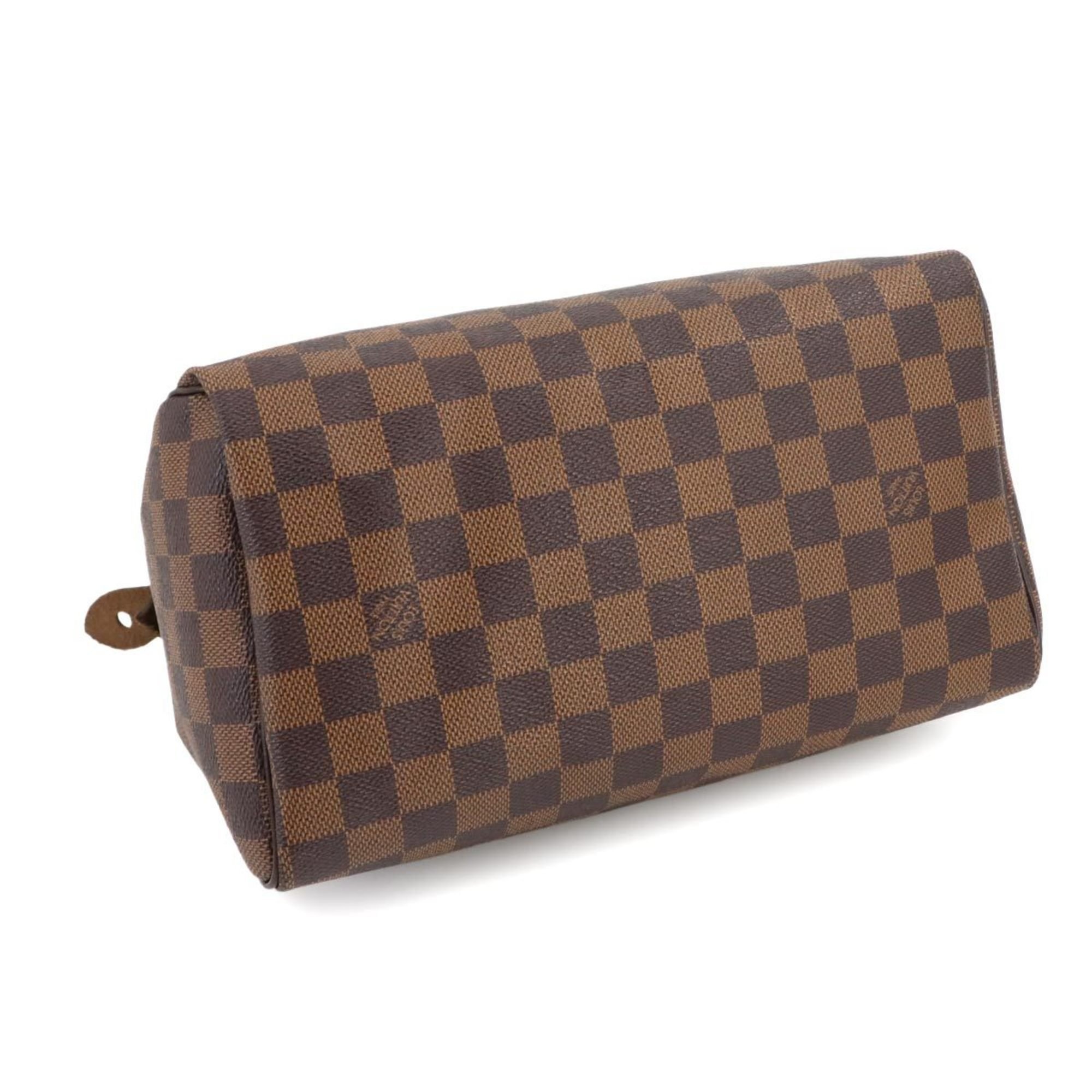 Louis Vuitton Damier Speedy 25 Handbag Ebene Brown N41532 Gold Hardware