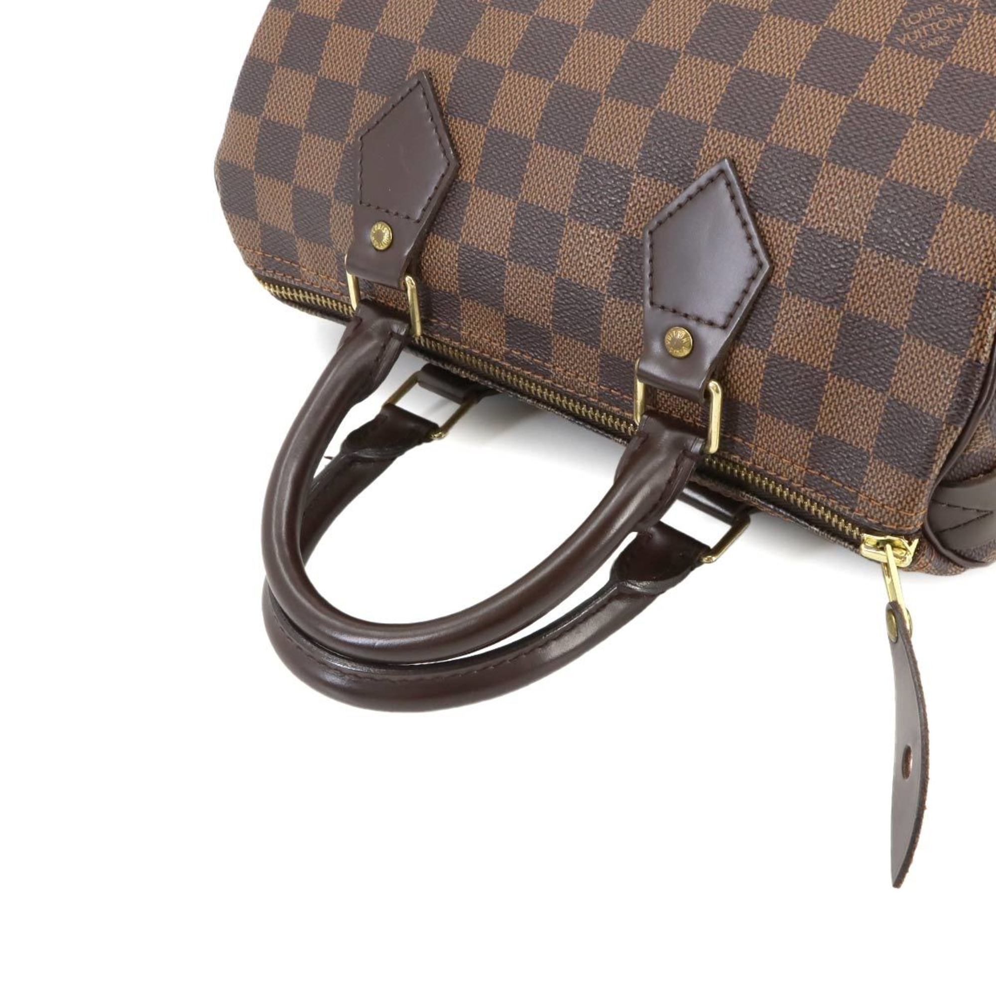 Louis Vuitton Damier Speedy 25 Handbag Ebene Brown N41532 Gold Hardware