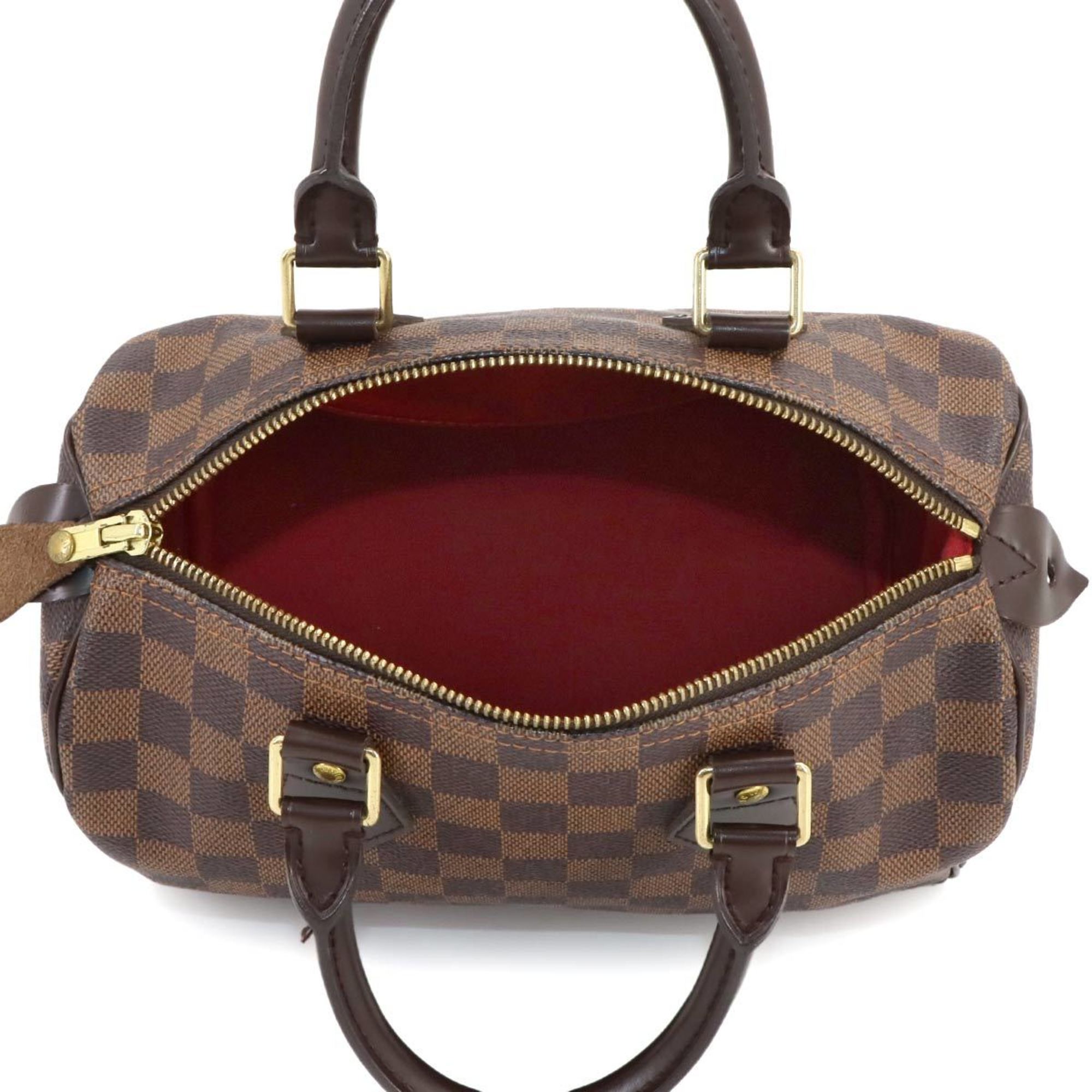 Louis Vuitton Damier Speedy 25 Handbag Ebene Brown N41532 Gold Hardware