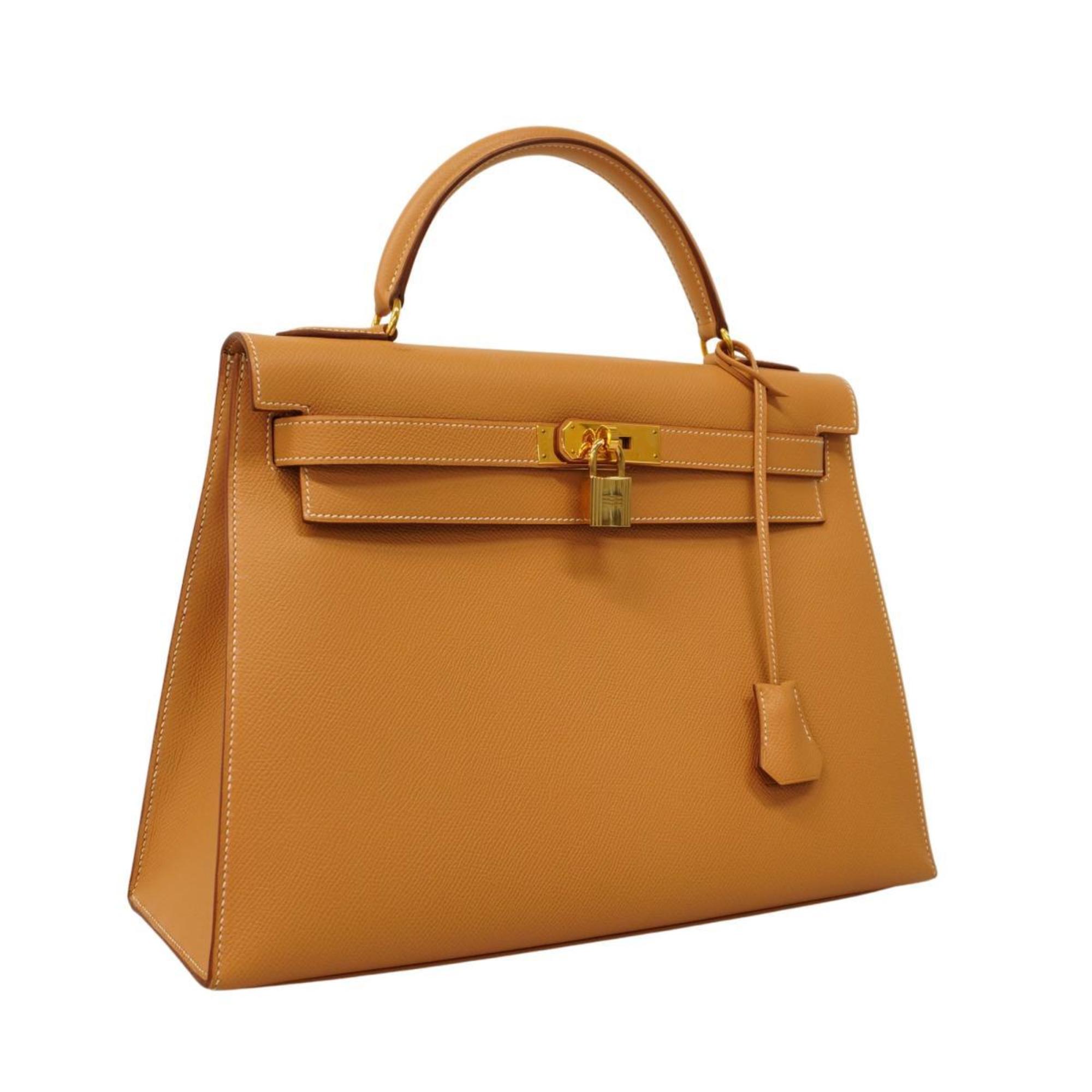 Hermes handbag Kelly 32 □C stamped Cushvel natural ladies