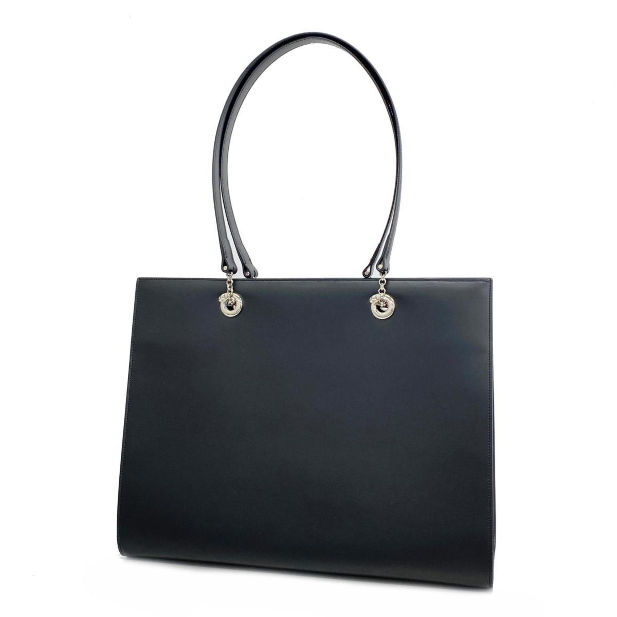 Cartier Tote Bag Panther Leather Black Women's