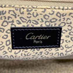 Cartier Tote Bag Panther Leather Black Women's