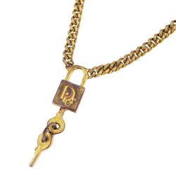 Christian Dior Necklace Padlock Key GP Plated Gold Women's