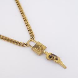 Christian Dior Necklace Padlock Key GP Plated Gold Women's