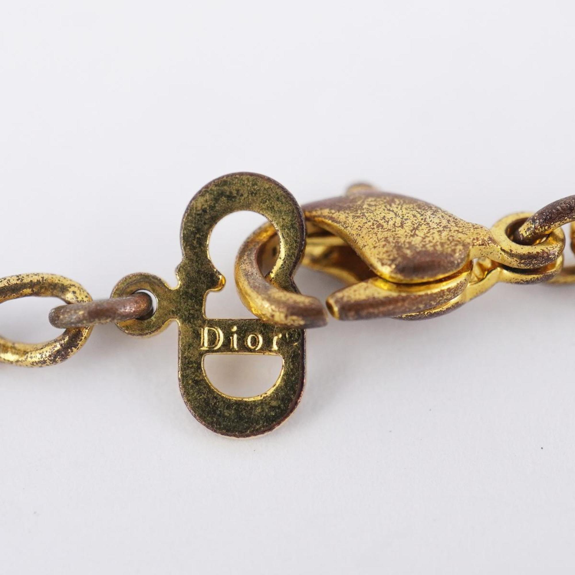 Christian Dior Necklace Padlock Key GP Plated Gold Women's