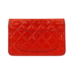 Chanel Shoulder Wallet Matelasse Chain Patent Leather Red Women's