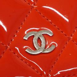 Chanel Shoulder Wallet Matelasse Chain Patent Leather Red Women's