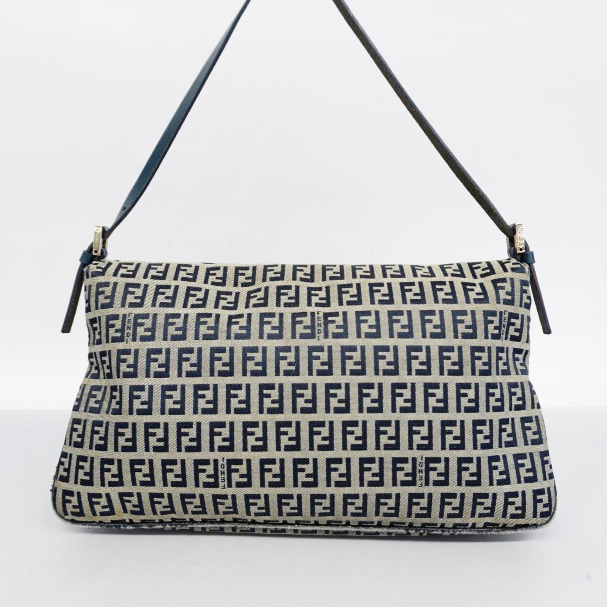 Fendi Zucchino Shoulder Bag Nylon Canvas Navy Women's