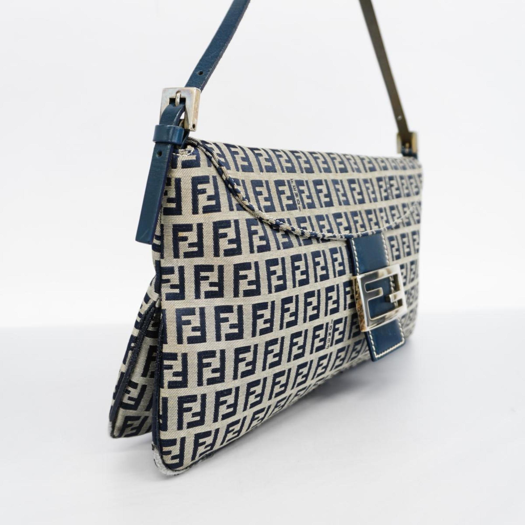 Fendi Zucchino Shoulder Bag Nylon Canvas Navy Women's