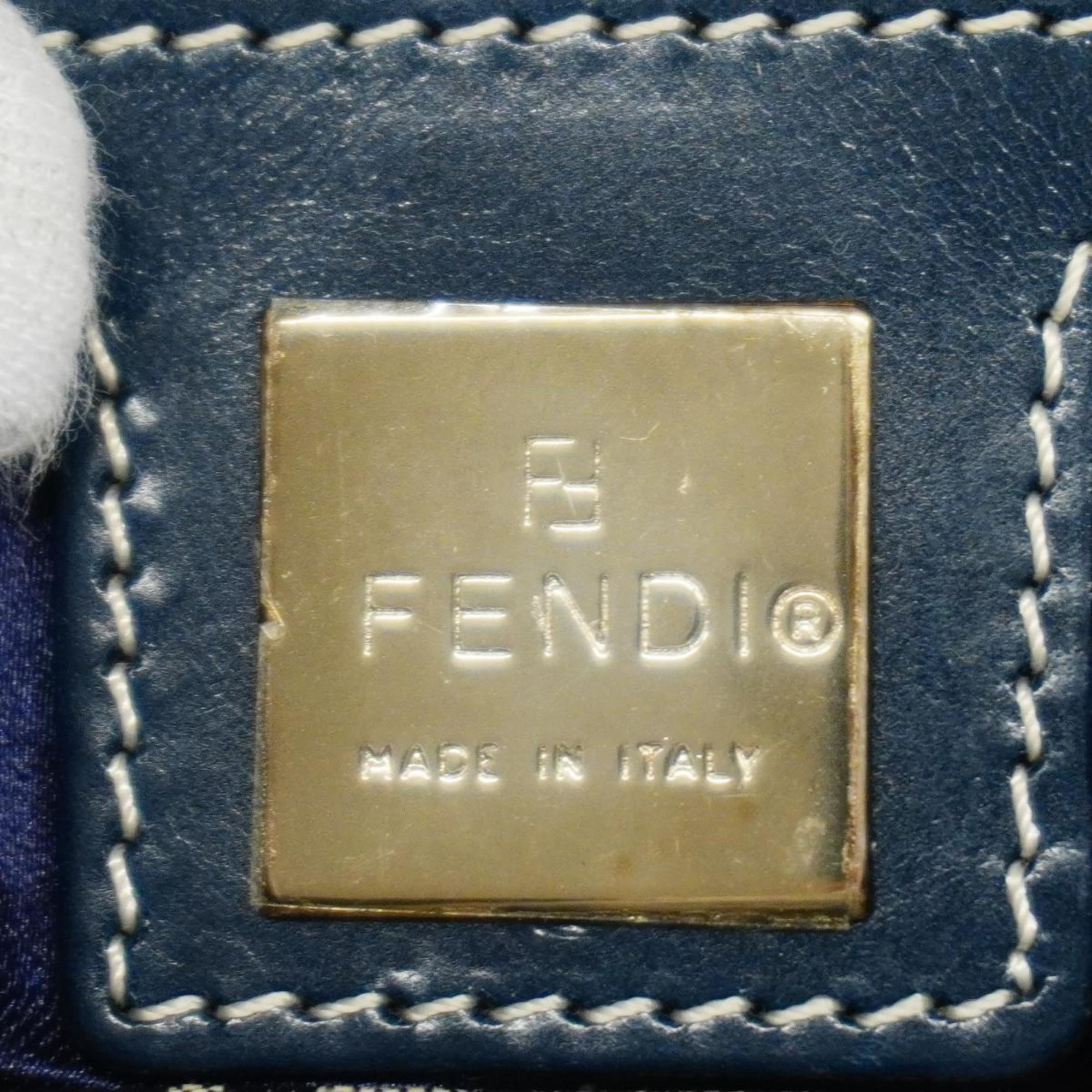 Fendi Zucchino Shoulder Bag Nylon Canvas Navy Women's