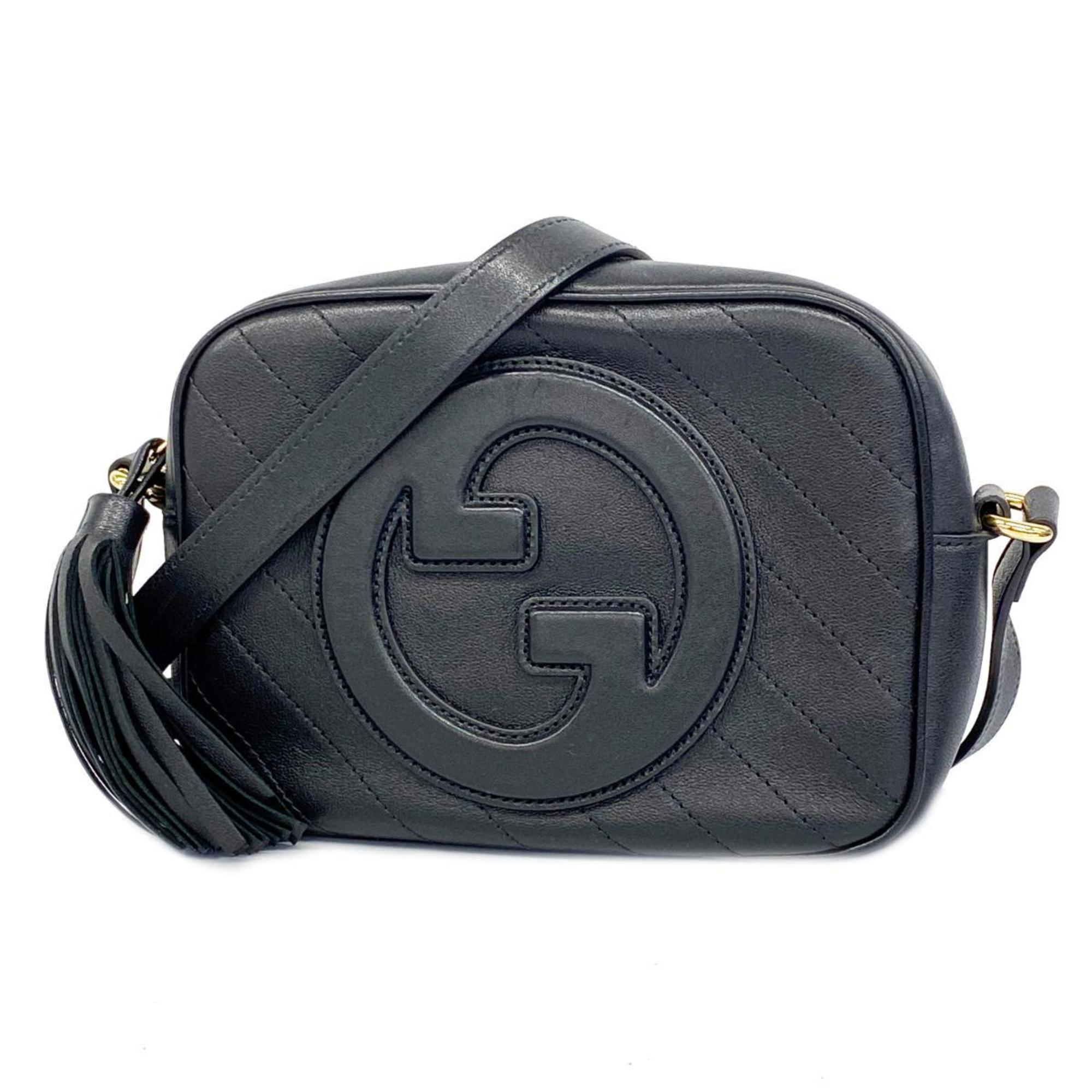 Gucci Shoulder Bag Blondie 742360 Leather Black Women's