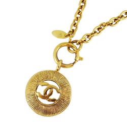 Chanel Necklace Coco Mark Circle GP Plated Gold Women's