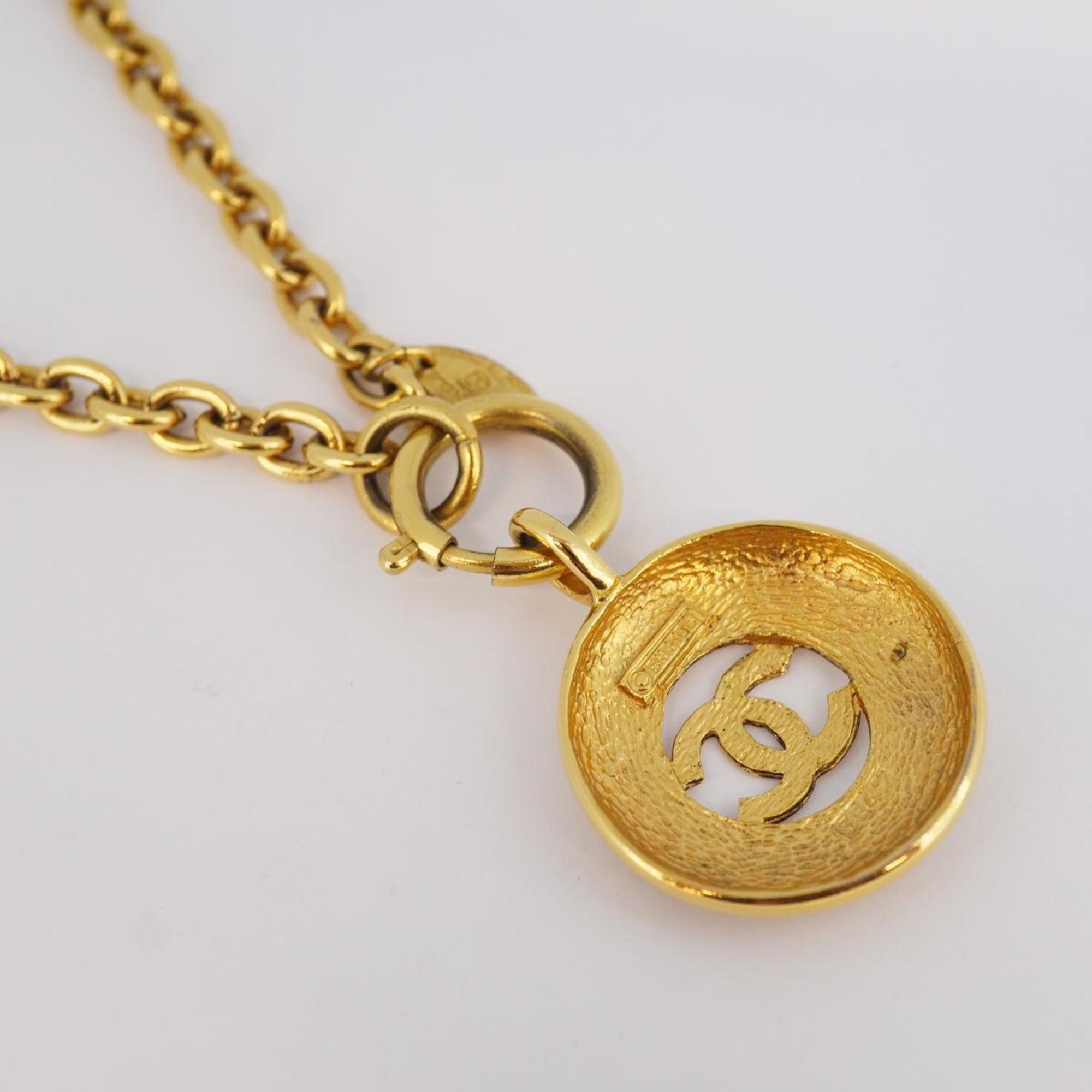 Chanel Necklace Coco Mark Circle GP Plated Gold Women's