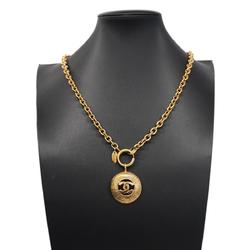 Chanel Necklace Coco Mark Circle GP Plated Gold Women's