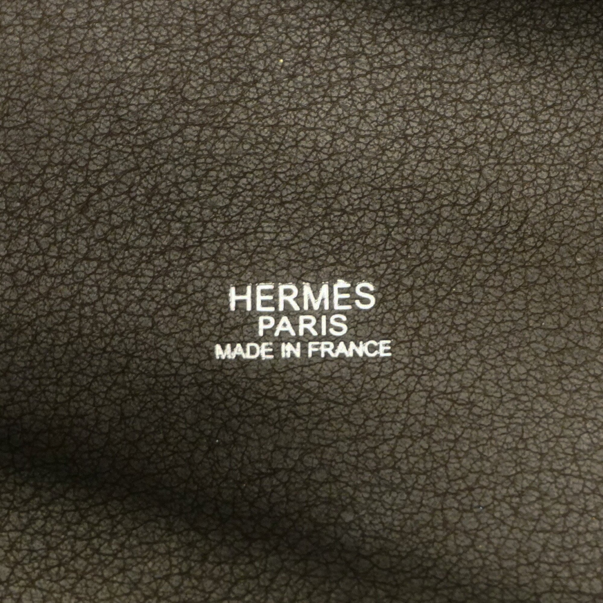 Hermes Handbag Picotin PM □I Stamp Taurillon Clemence Ebène Anise Green Women's