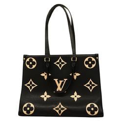 Louis Vuitton Handbag Monogram Empreinte Bicolor On the Go MM M45495 Black Beige Women's