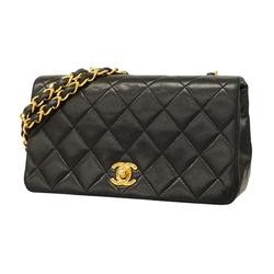 Chanel Shoulder Bag Matelasse Chain Lambskin Black Women's