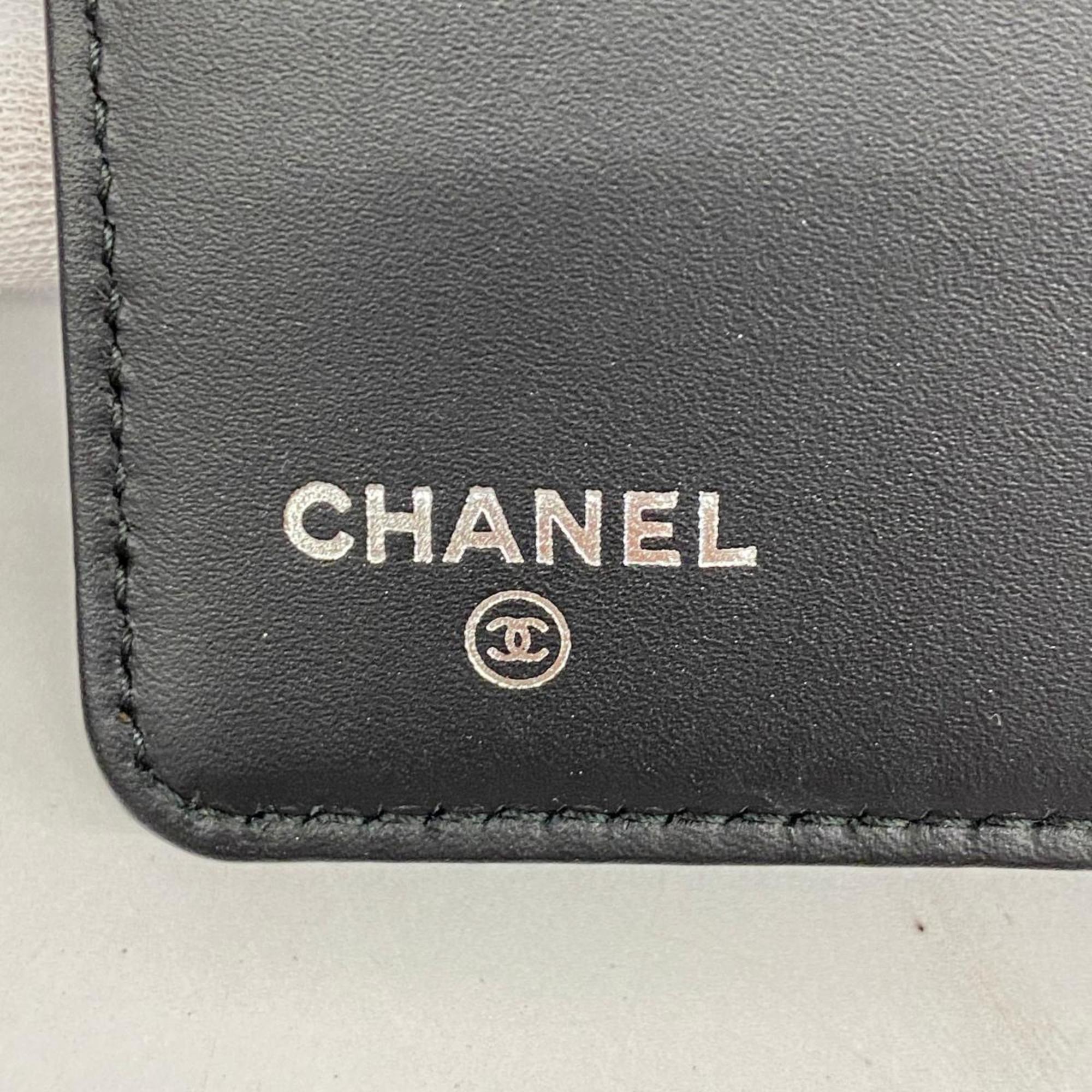 Chanel Long Wallet Patent Leather Black Men's Women's