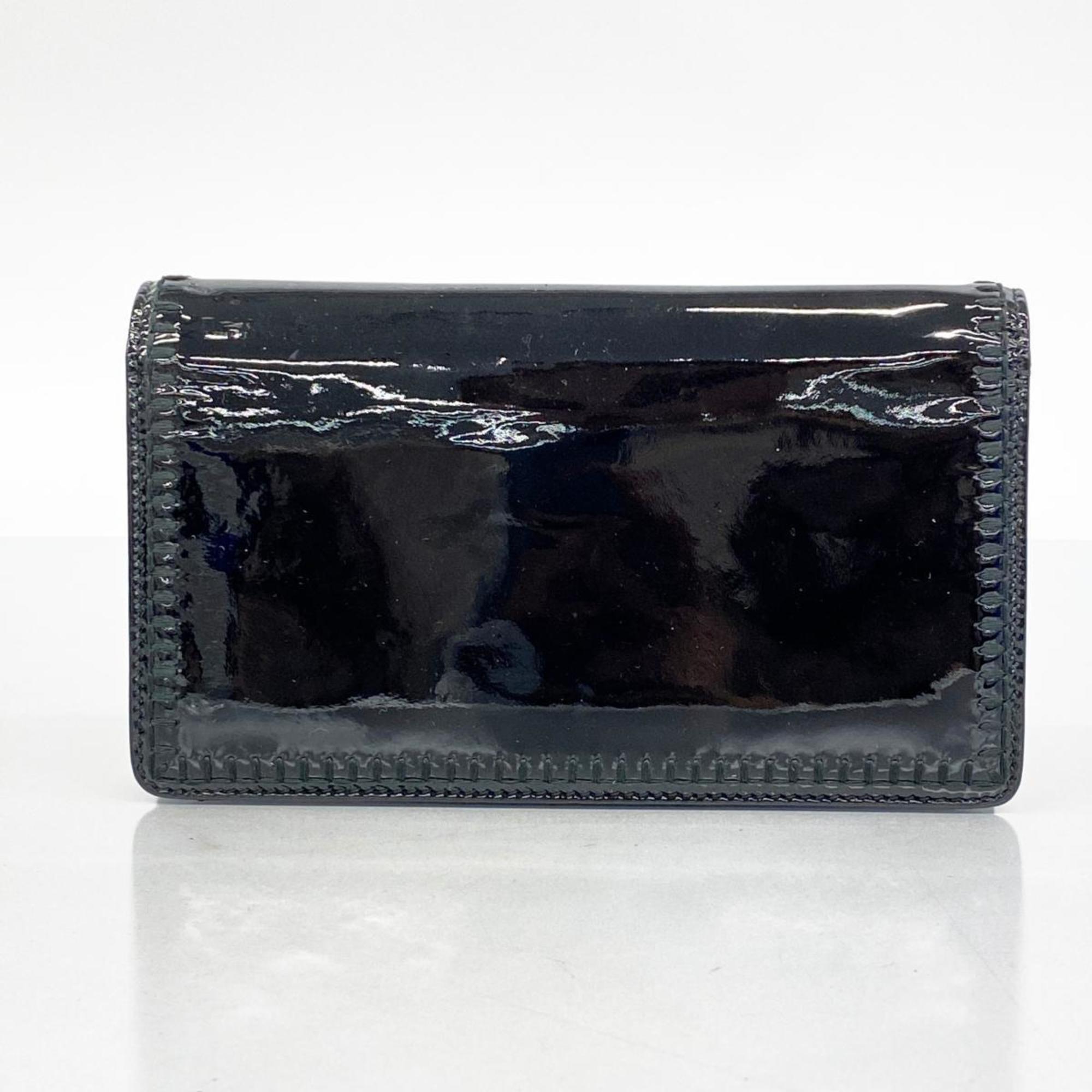 Chanel Long Wallet Patent Leather Black Men's Women's