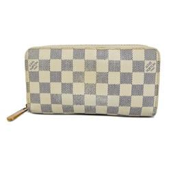 Louis Vuitton Long Wallet Damier Azur Zippy N60019 White Men's Women's