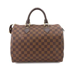 Louis Vuitton Damier Speedy 30 Handbag Ebene Brown N41531 Gold Hardware