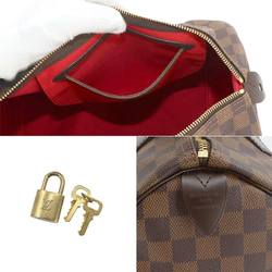 Louis Vuitton Damier Speedy 30 Handbag Ebene Brown N41531 Gold Hardware