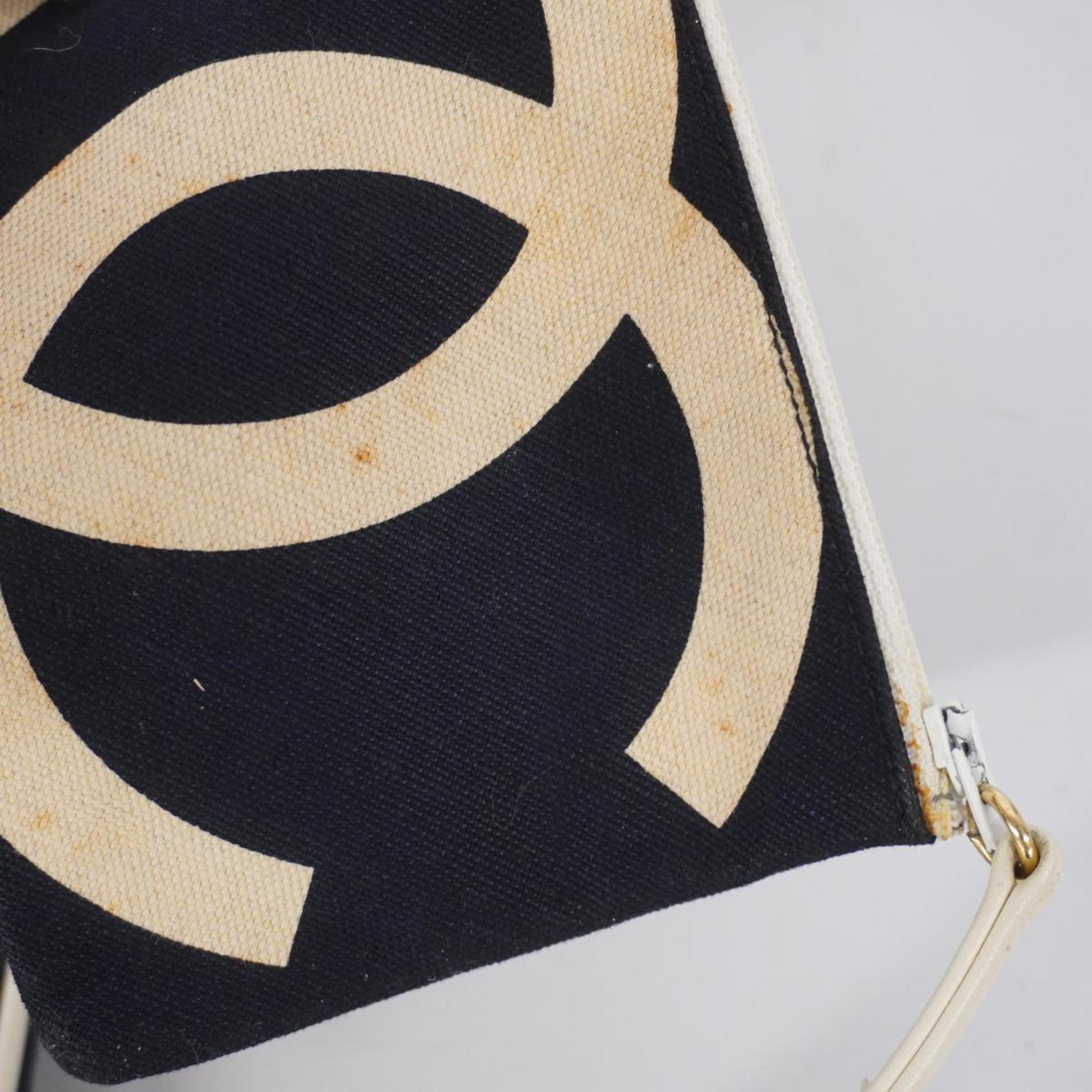 Chanel Tote Bag Chain Shoulder Canvas Navy Women's