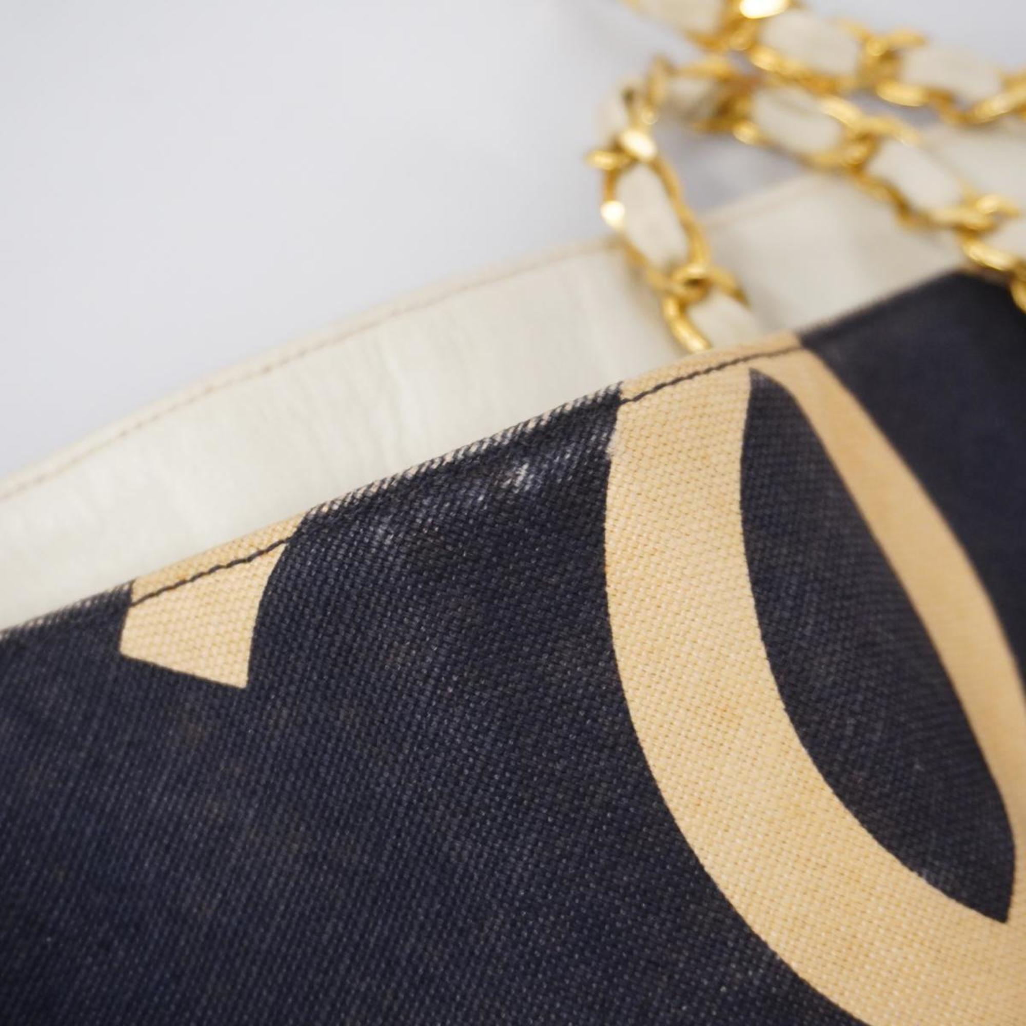 Chanel Tote Bag Chain Shoulder Canvas Navy Women's