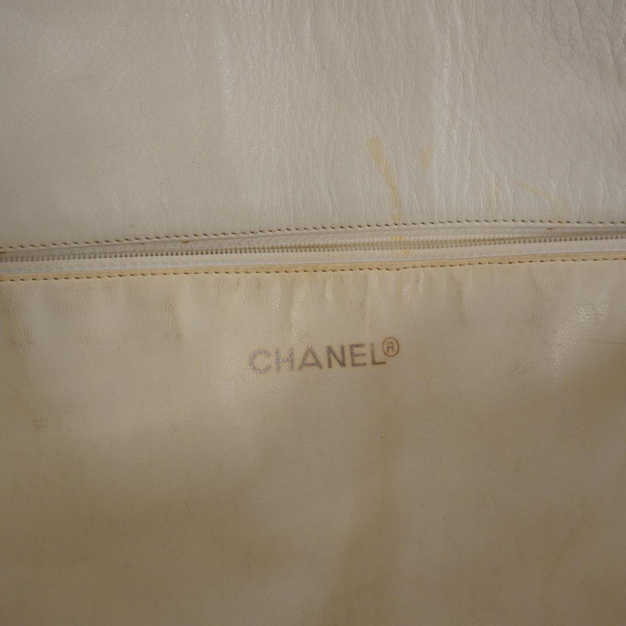 Chanel Tote Bag Chain Shoulder Canvas Navy Women's