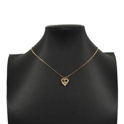 Christian Dior Necklace Heart Motif Rhinestone GP Plated Gold Women's