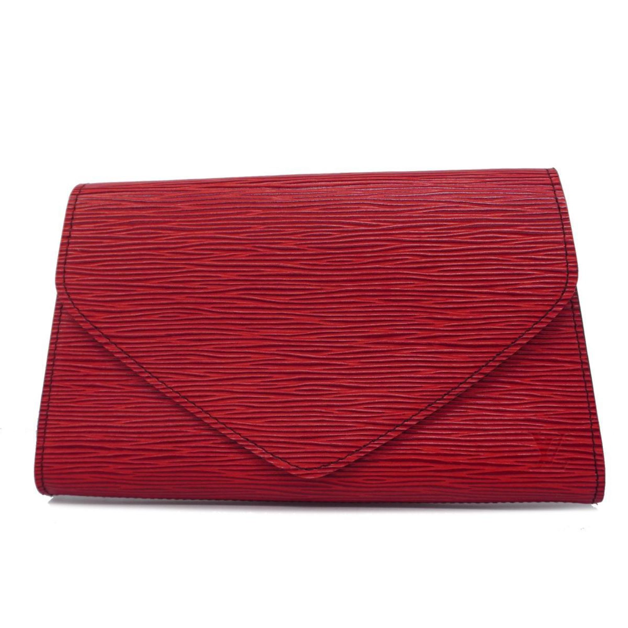 Louis Vuitton Epi Clutch Bag Castilian Red Ladies