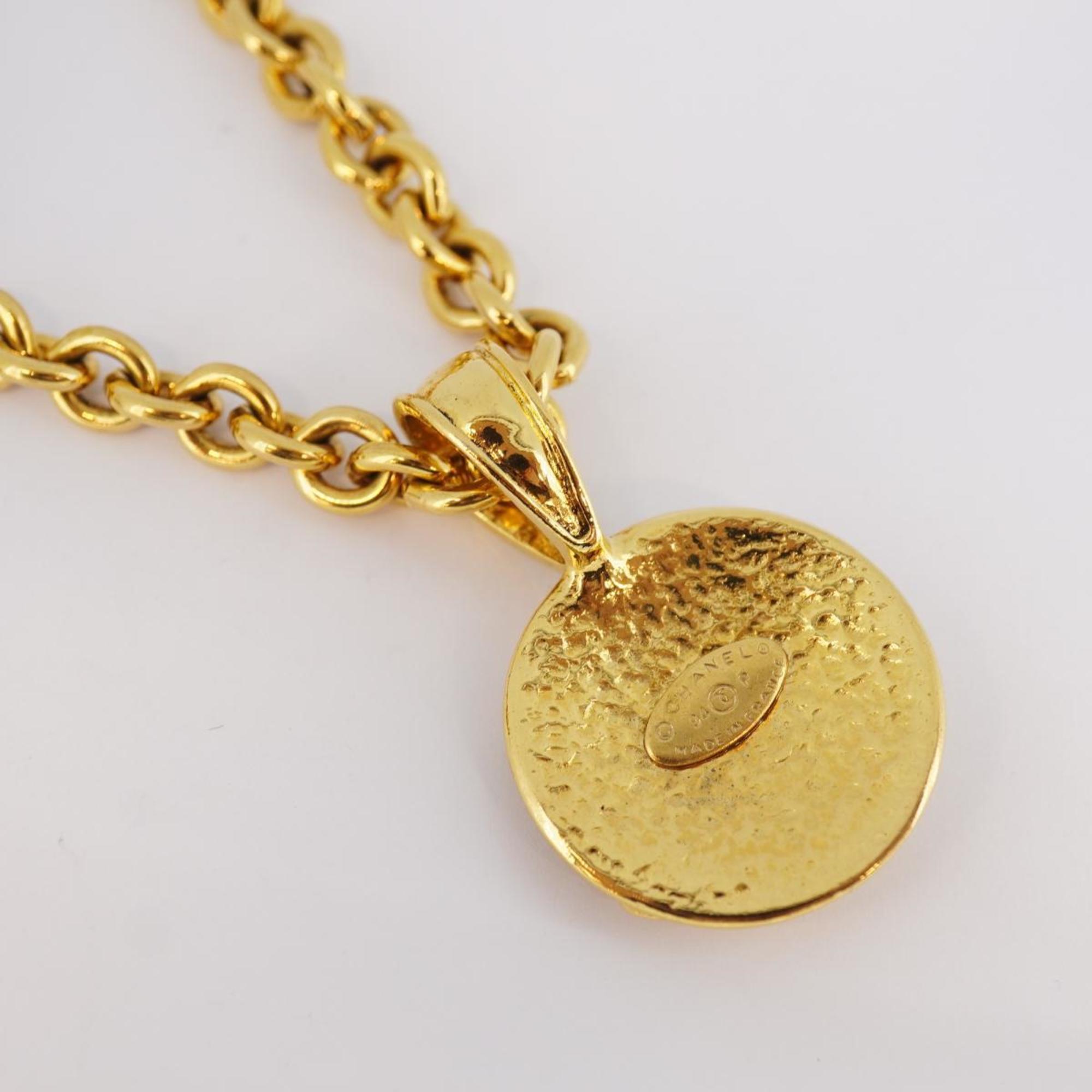 Chanel Necklace Coco Mark Circle GP Plated Gold 94P Women's