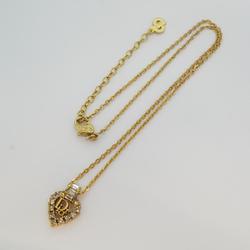 Christian Dior Necklace Rhinestone GP Plated Gold Women's