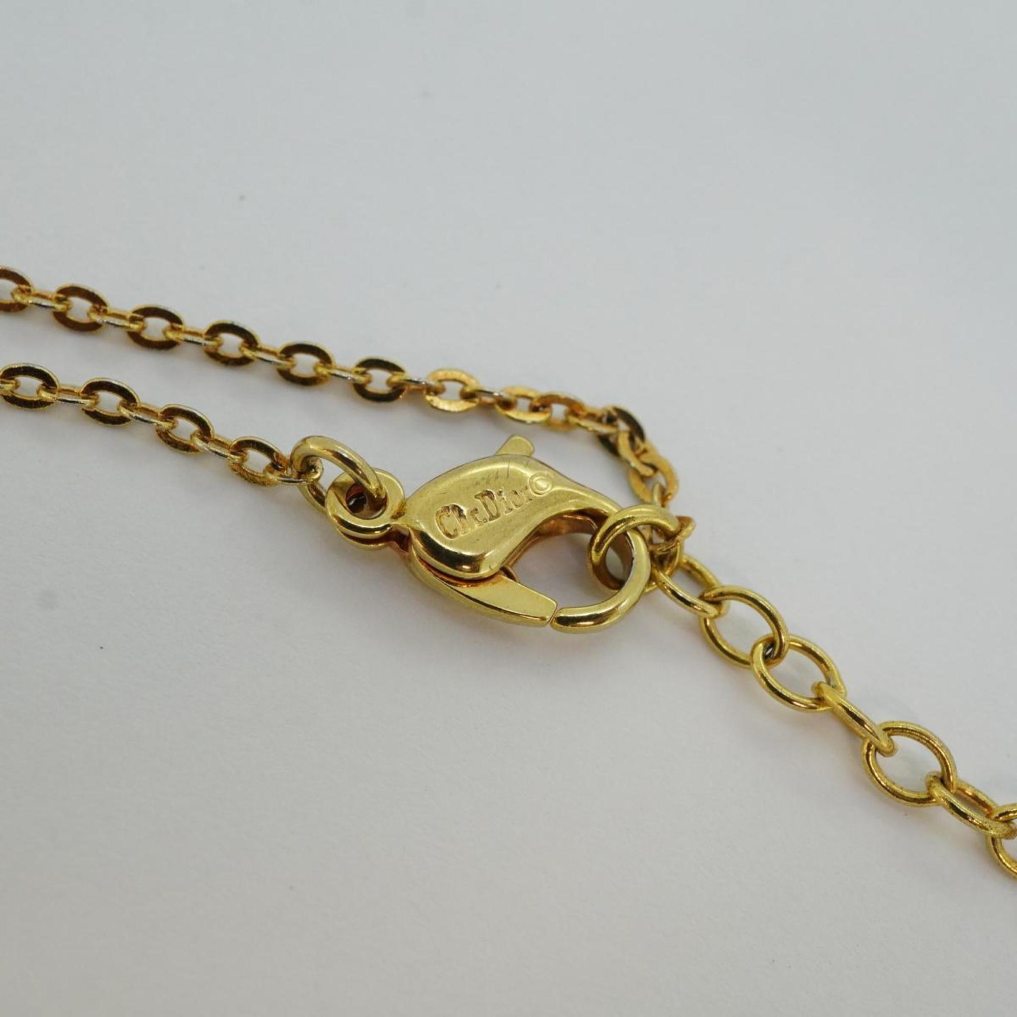 Christian Dior Necklace Rhinestone GP Plated Gold Women's