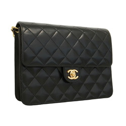 Chanel Shoulder Bag Matelasse Chain Lambskin Black Women's