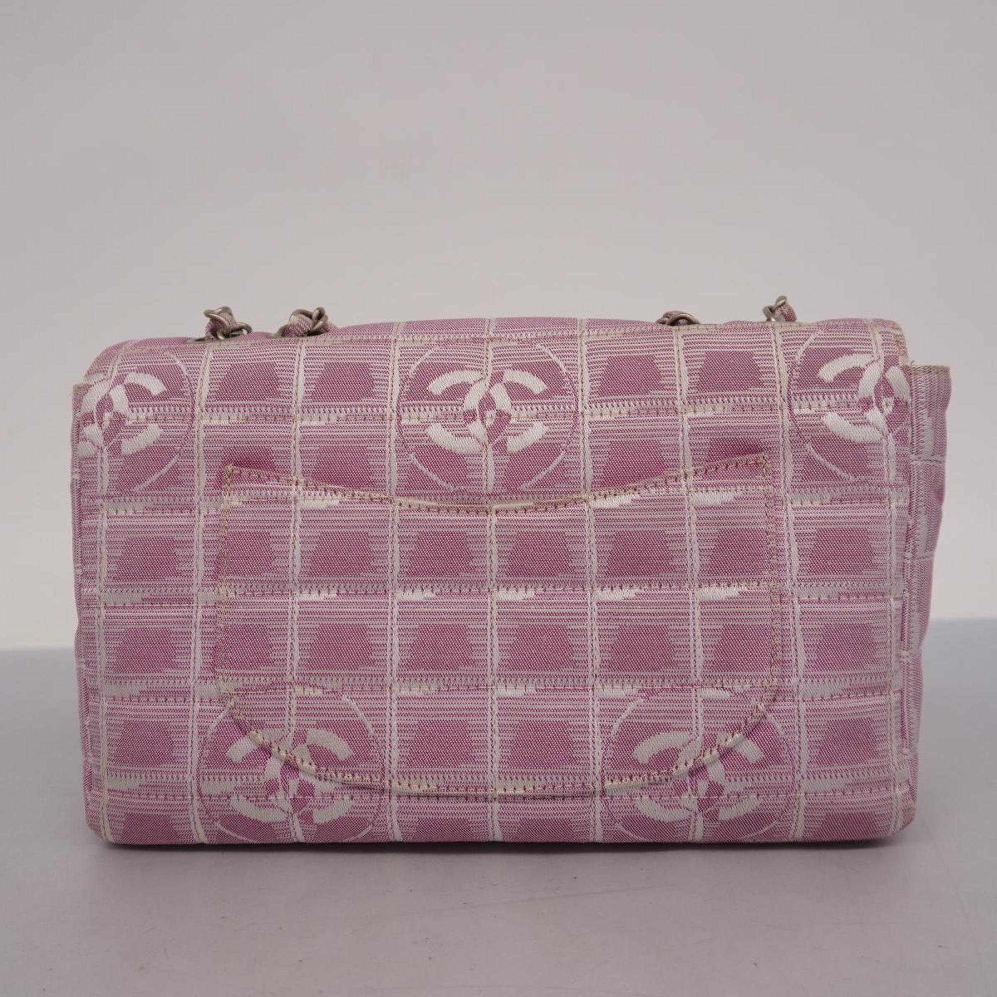 Chanel Shoulder Bag New Travel Nylon Pink Women's