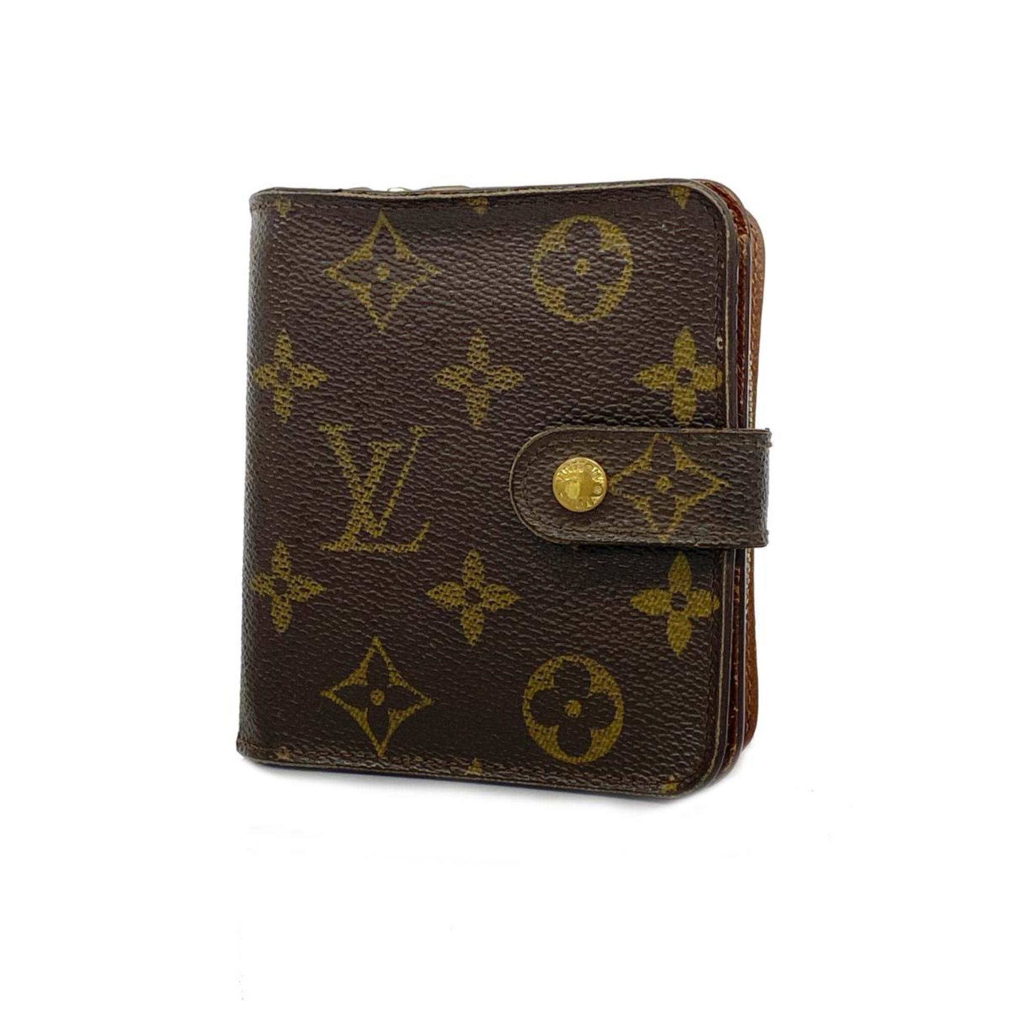 Louis Vuitton Wallet Monogram Compact Zip M61667 Brown Men's Women's