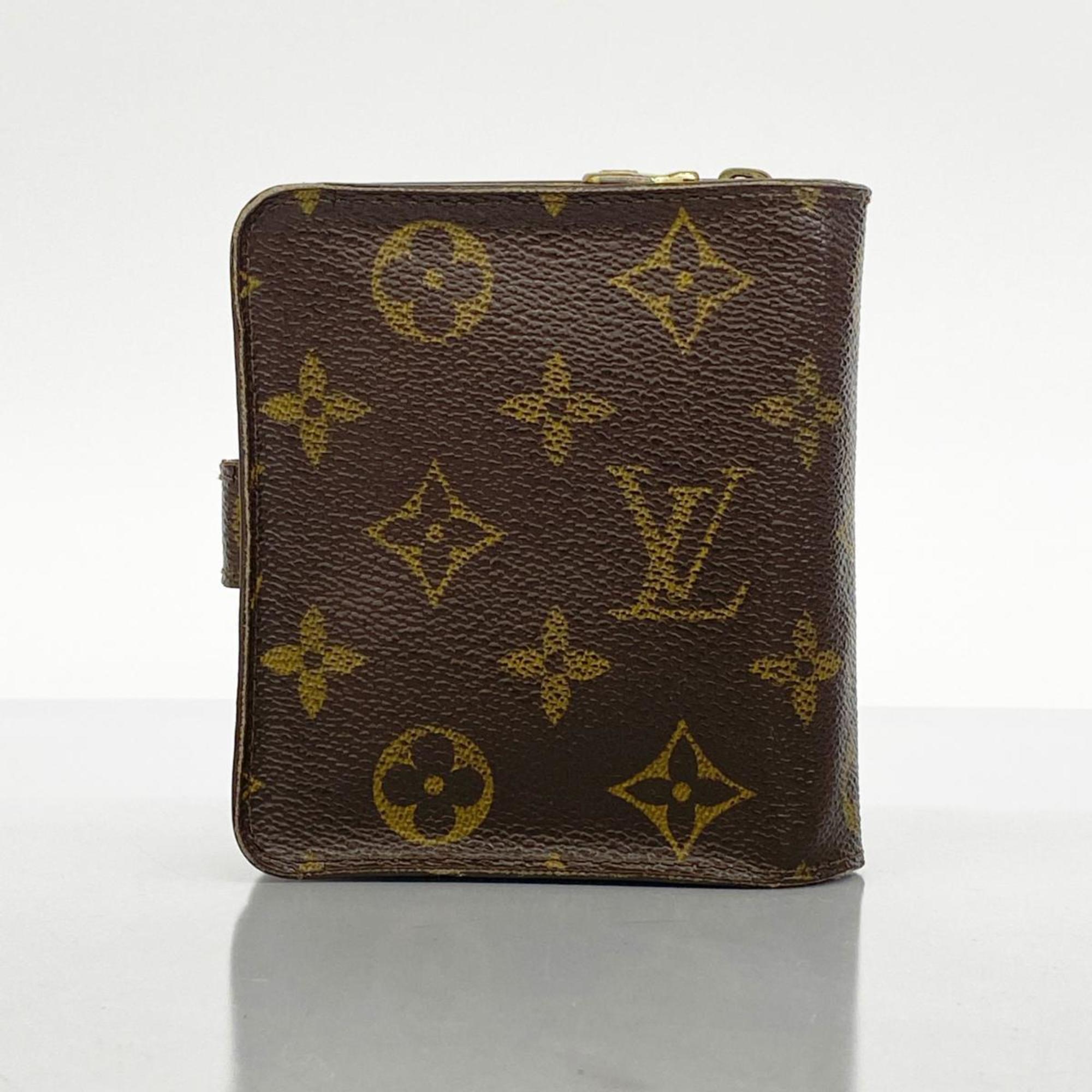 Louis Vuitton Wallet Monogram Compact Zip M61667 Brown Men's Women's