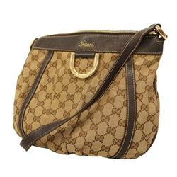 Gucci Shoulder Bag GG Canvas Abby 203257 Leather Brown Women's