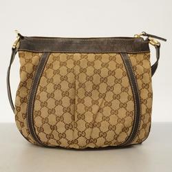 Gucci Shoulder Bag GG Canvas Abby 203257 Leather Brown Women's