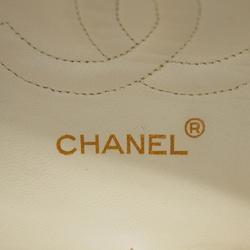 Chanel Shoulder Bag Matelasse W Flap Chain Lambskin White Women's