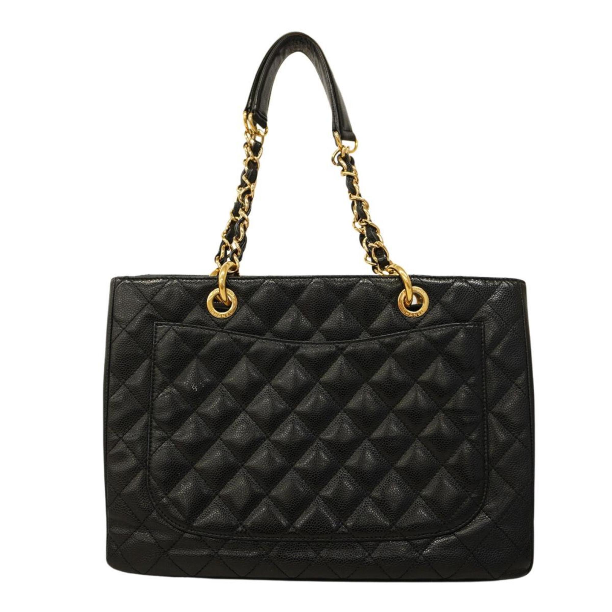 Chanel Shoulder Bag Matelasse Chain Caviar Skin Black Women's