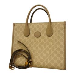 Gucci handbag GG Supreme 659983 leather beige ladies